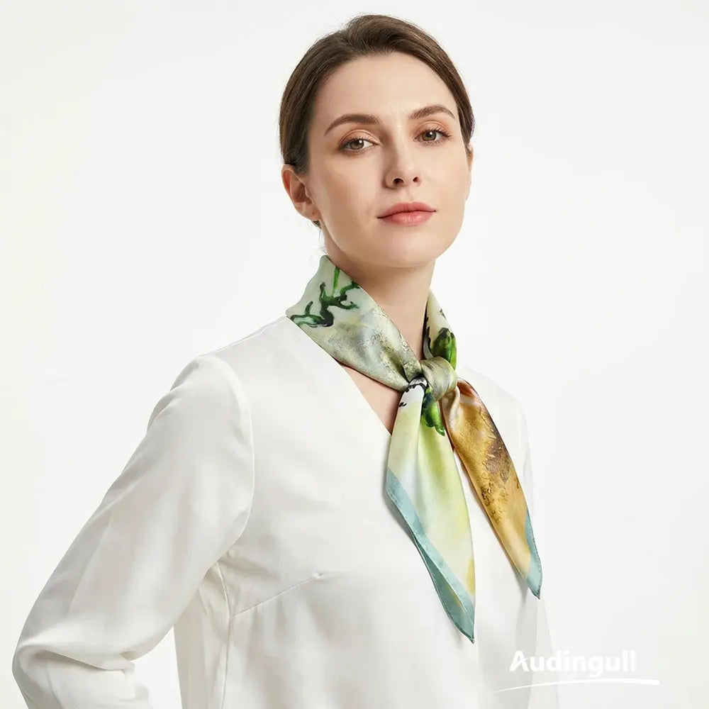 Audingull 100% Mulberry Silk Scarf for Women