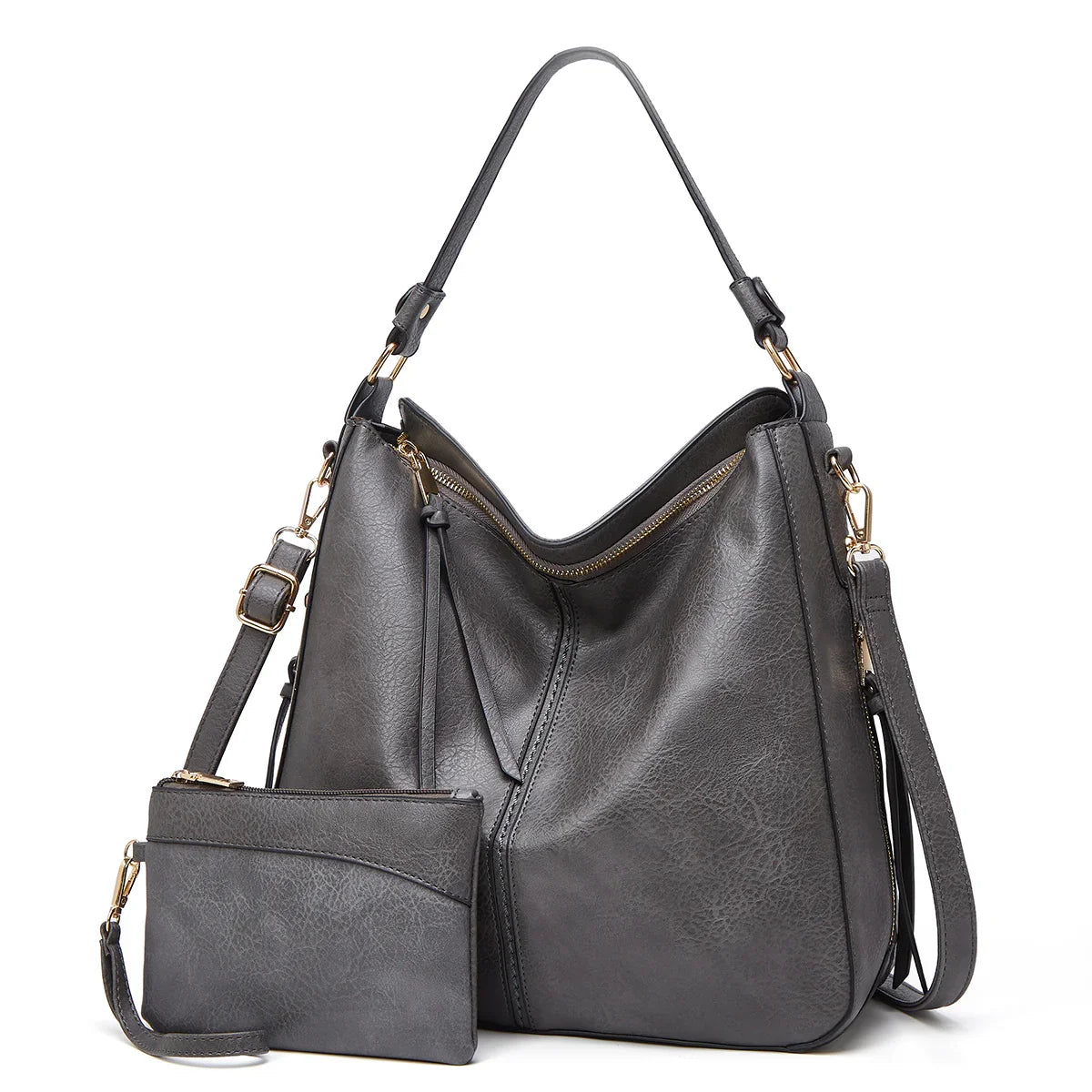 Luxury Leather Hobo Anti-Theft Handbag + FREE Pouch Wallet