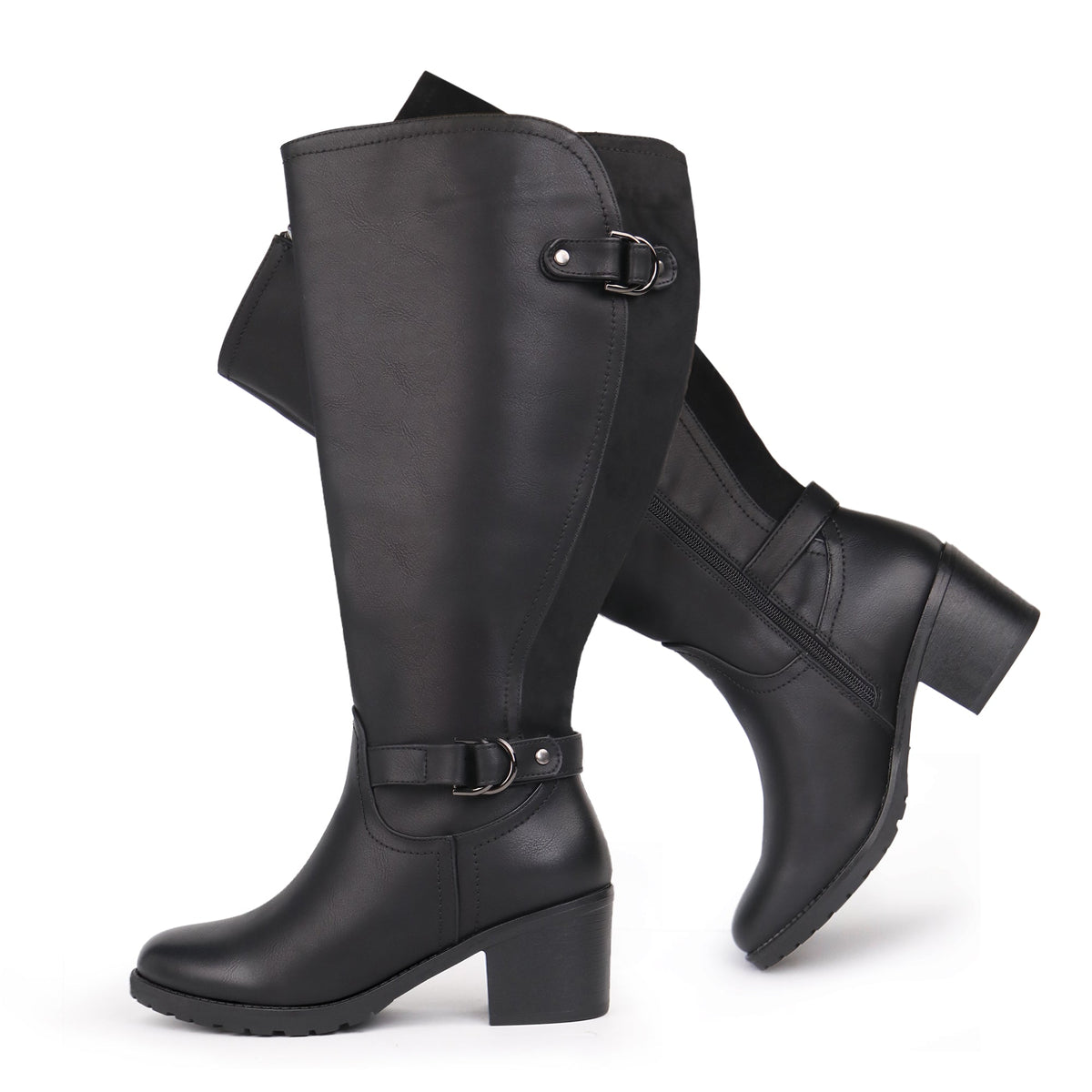 Pearl | Extra Wide Calf Block Heel Riding Boots