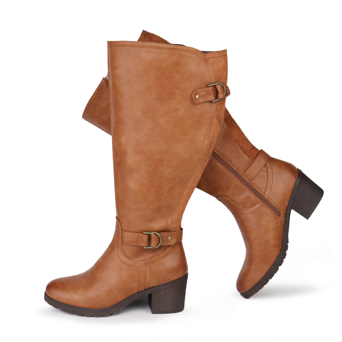 Pearl | Extra Wide Calf Block Heel Riding Boots