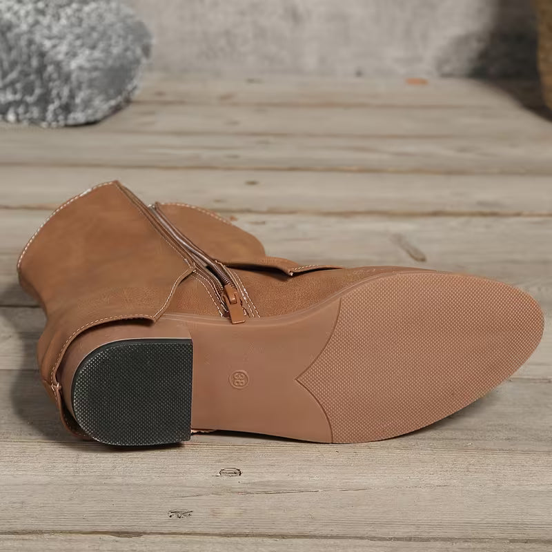 Marilyn | Retro Lace-Up Ankle Boots with Side Zipper