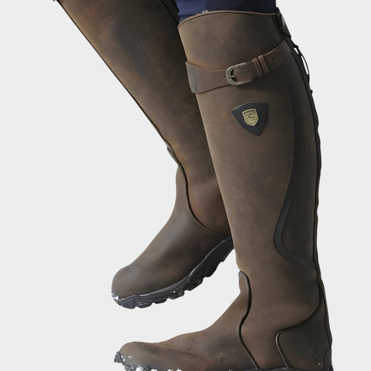 Emma | Leather Knee High Riding Boots with Buckle Strap for Women