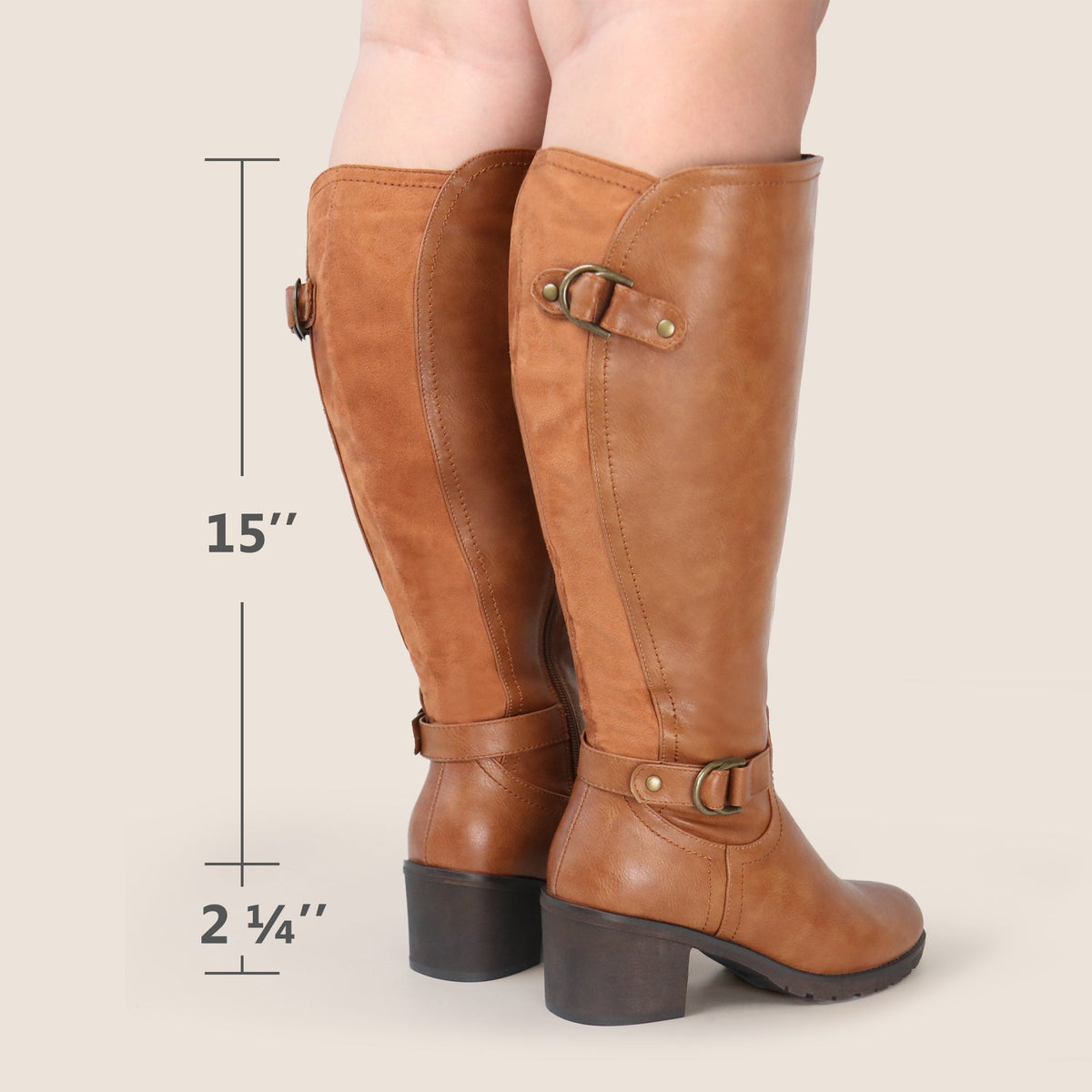 Pearl | Extra Wide Calf Block Heel Riding Boots