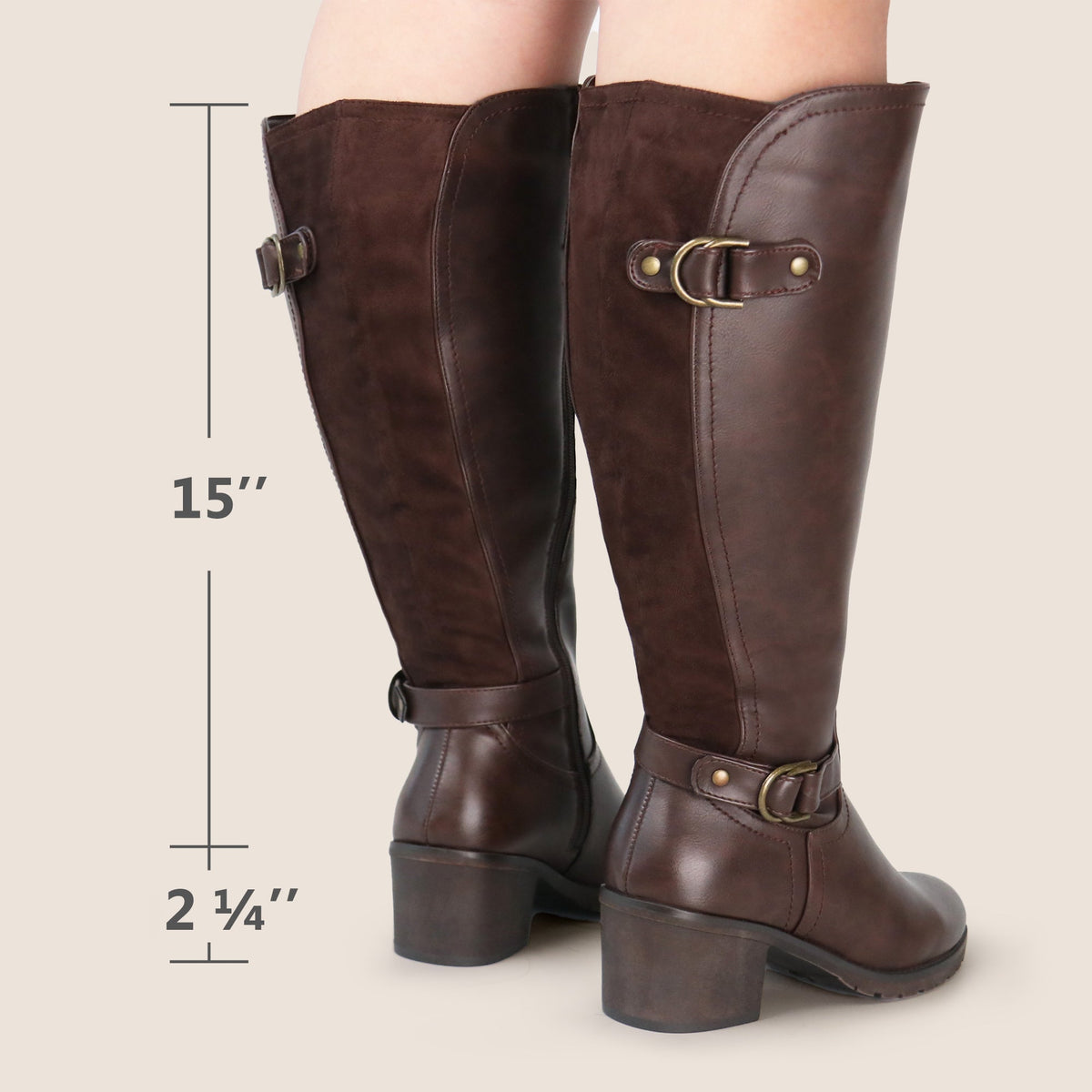 Pearl | Extra Wide Calf Block Heel Riding Boots