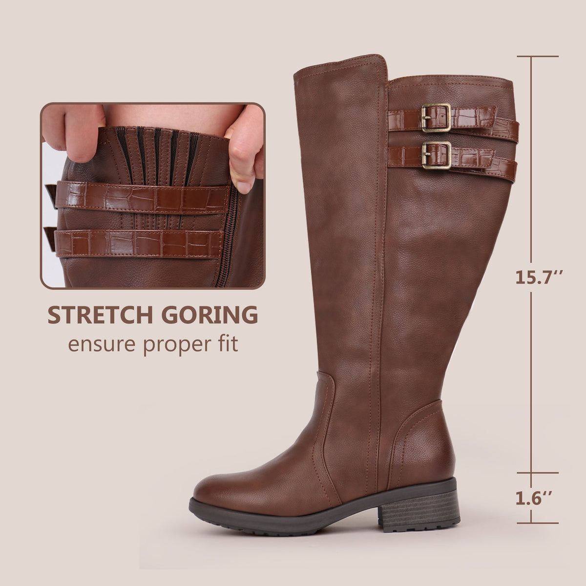 Mabel | Extra Wide Calf Stacked Buckle Boots
