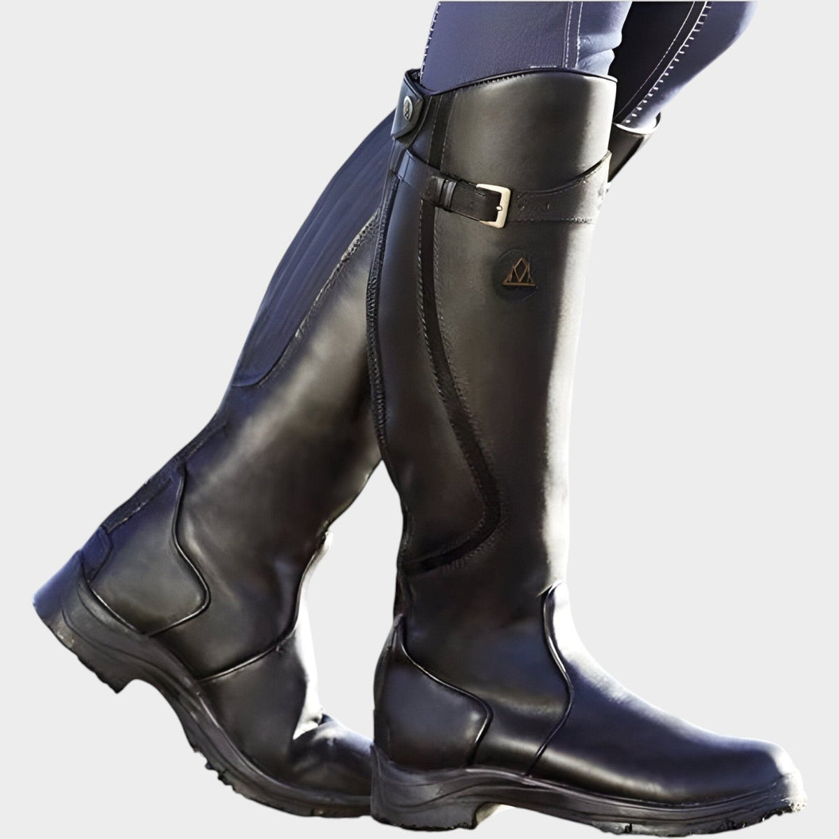 Emma | Leather Knee High Riding Boots with Buckle Strap for Women