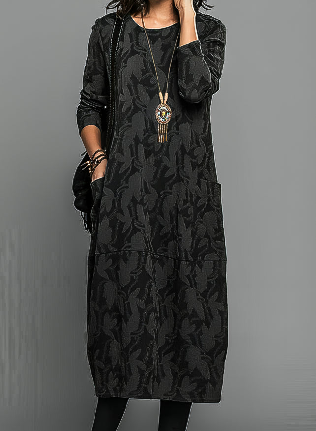 Erminia | Midi Dress with Leaf Print