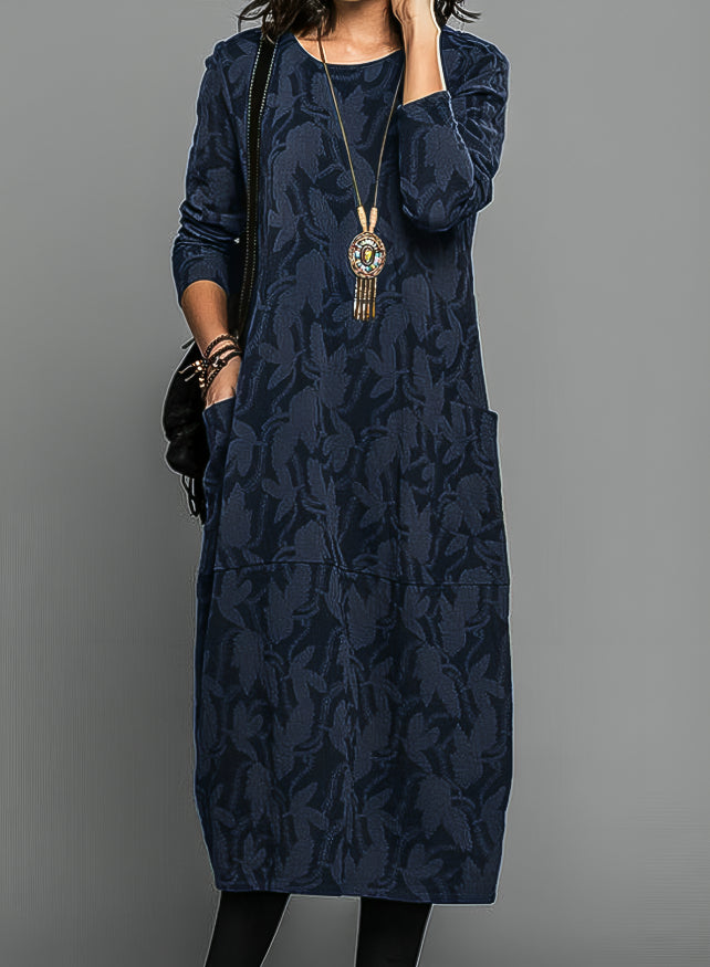 Erminia | Midi Dress with Leaf Print