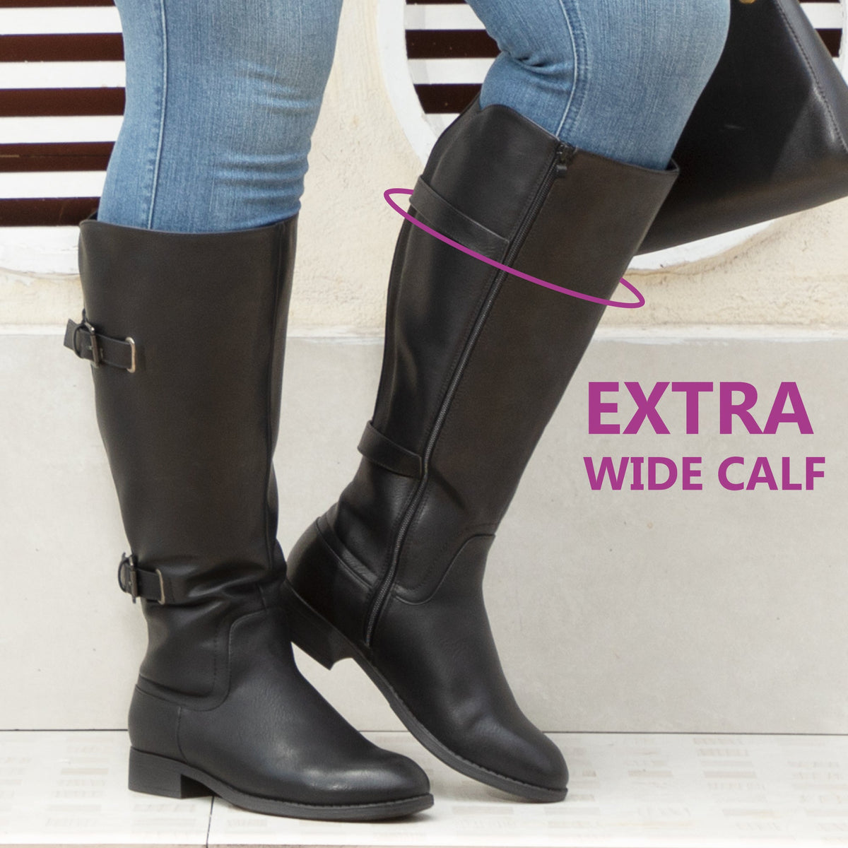Gwen | Extra Wide Calf Back Stretch Boots