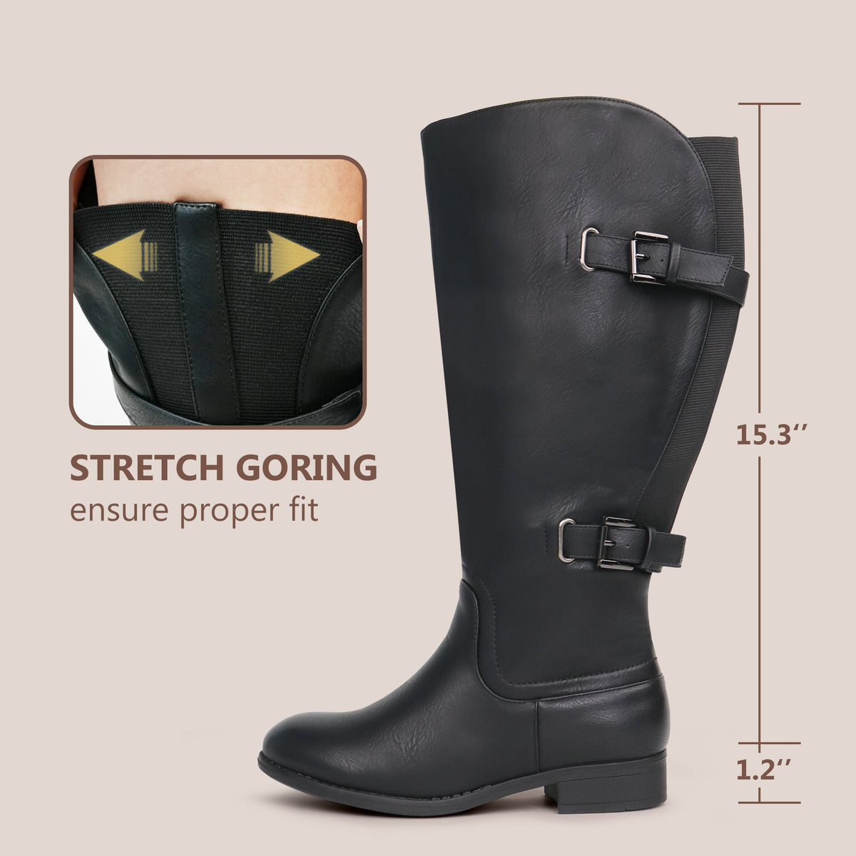 Gwen | Extra Wide Calf Back Stretch Boots