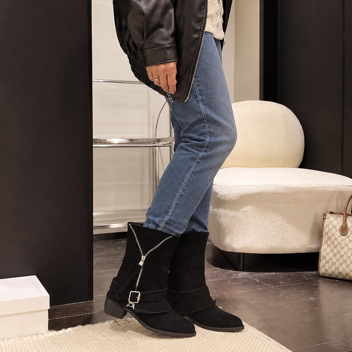 Lorraine | Mid-Calf Boots with Belt Buckle