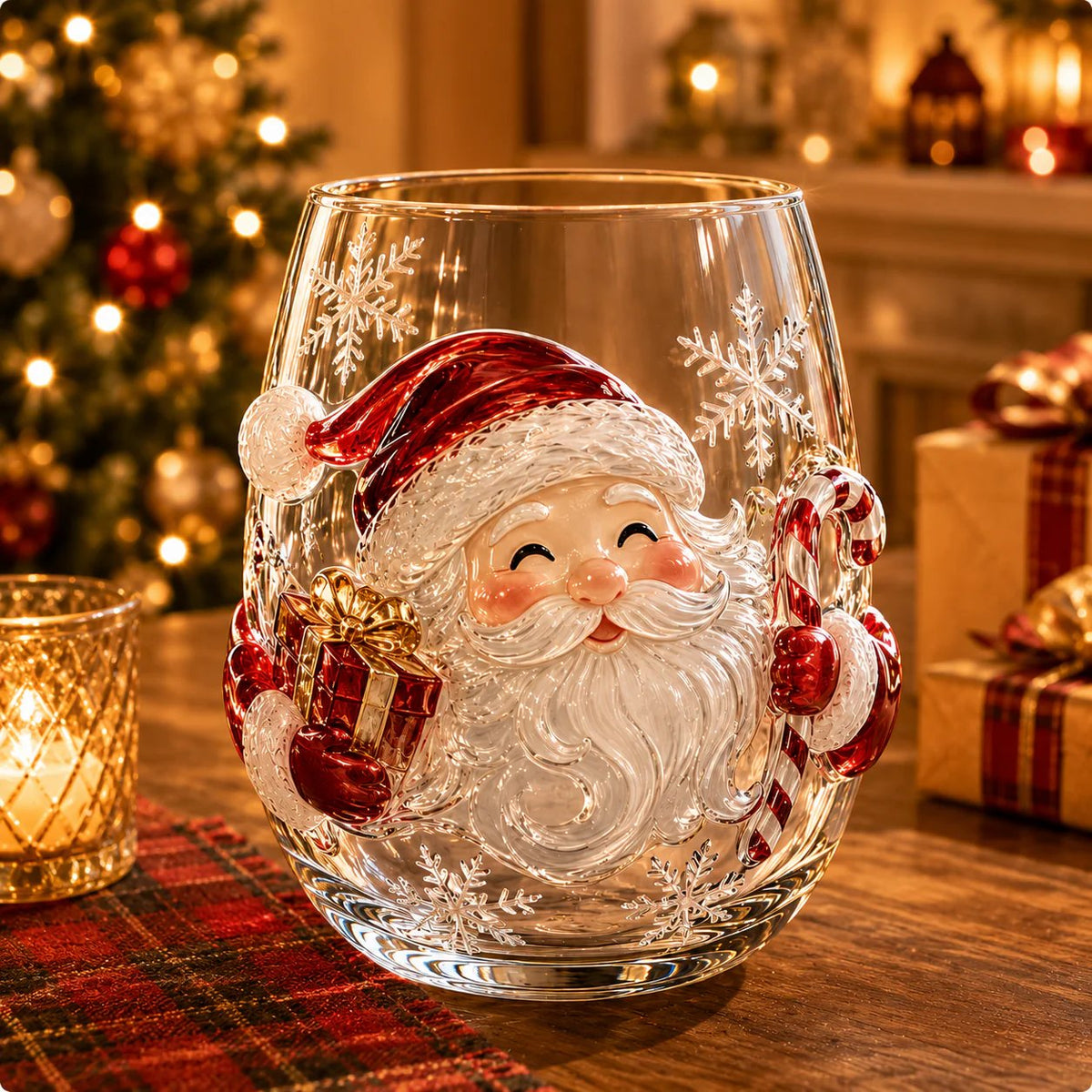 FestiveSip 3D Glass Christmas Cups