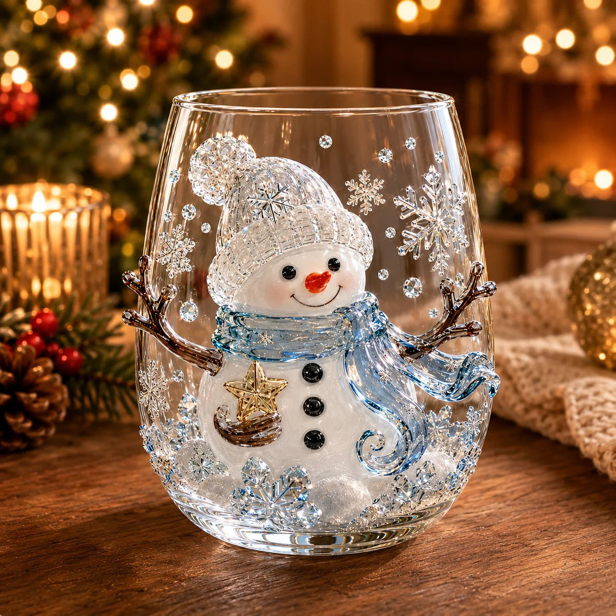 FestiveSip 3D Glass Christmas Cups