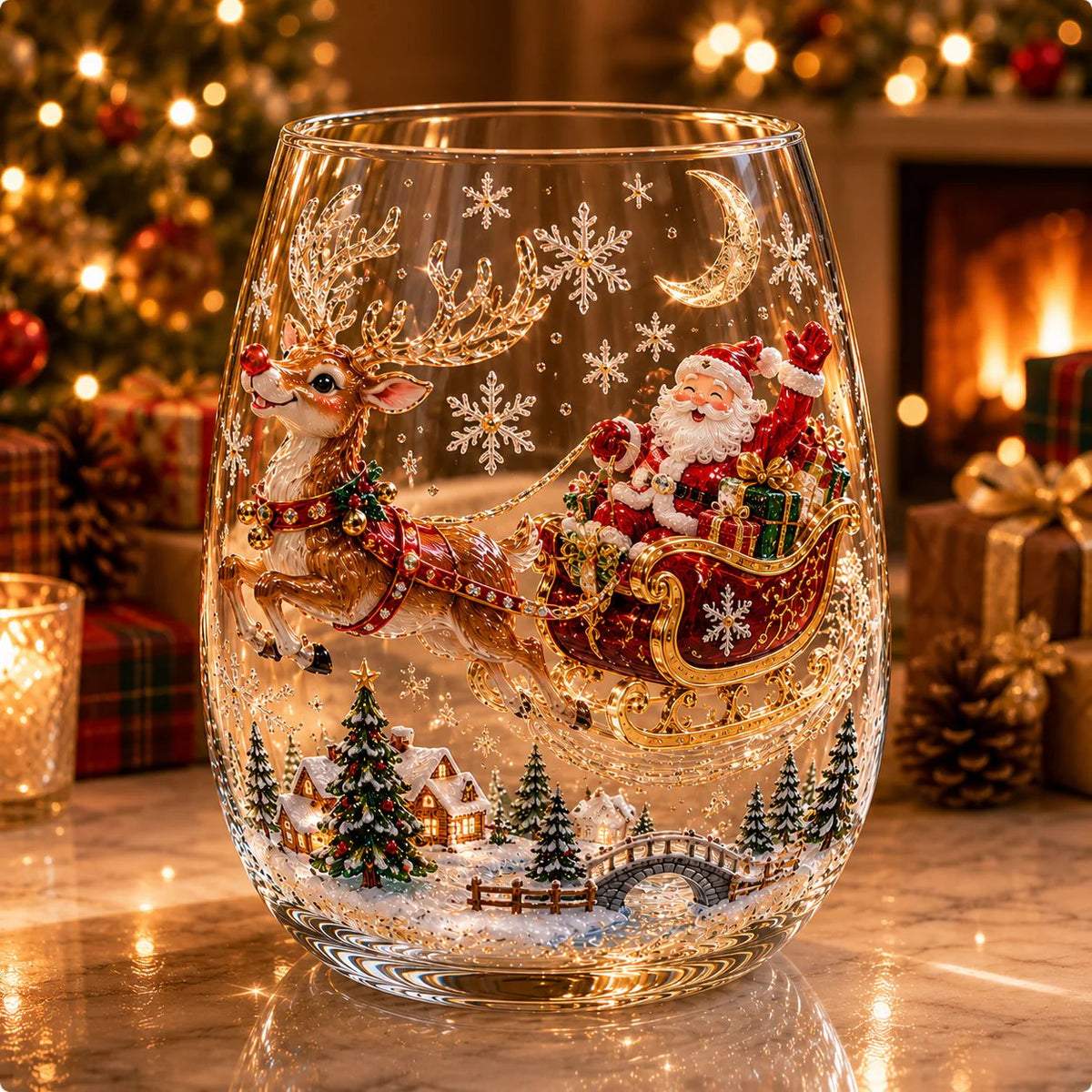 FestiveSip 3D Glass Christmas Cups