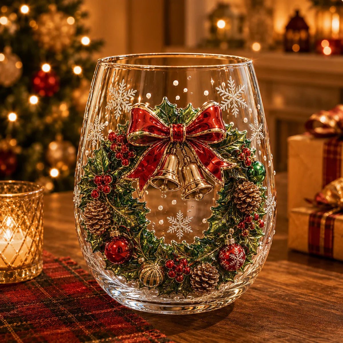 FestiveSip 3D Glass Christmas Cups