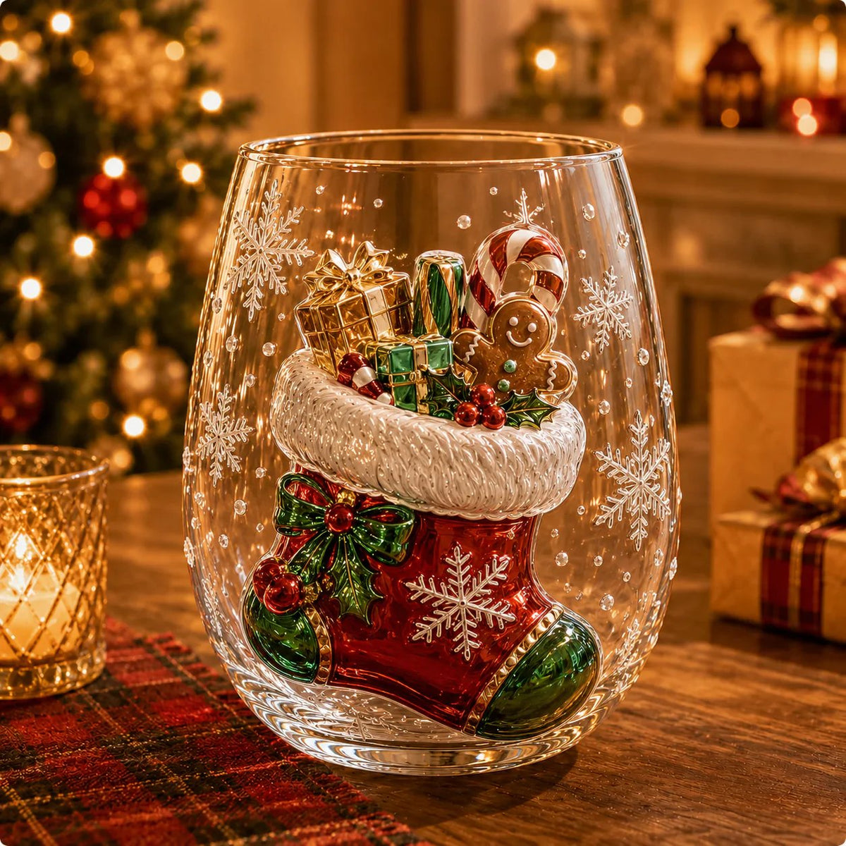 FestiveSip 3D Glass Christmas Cups