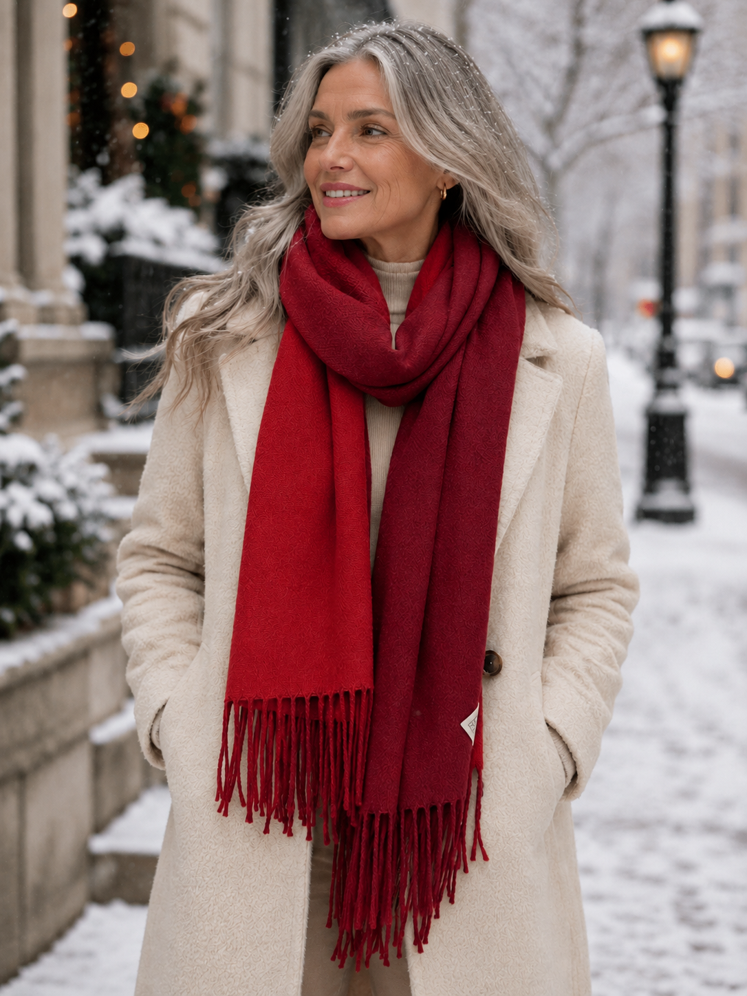 Peggy | Double-Sided Scarf with Tassel Fringe