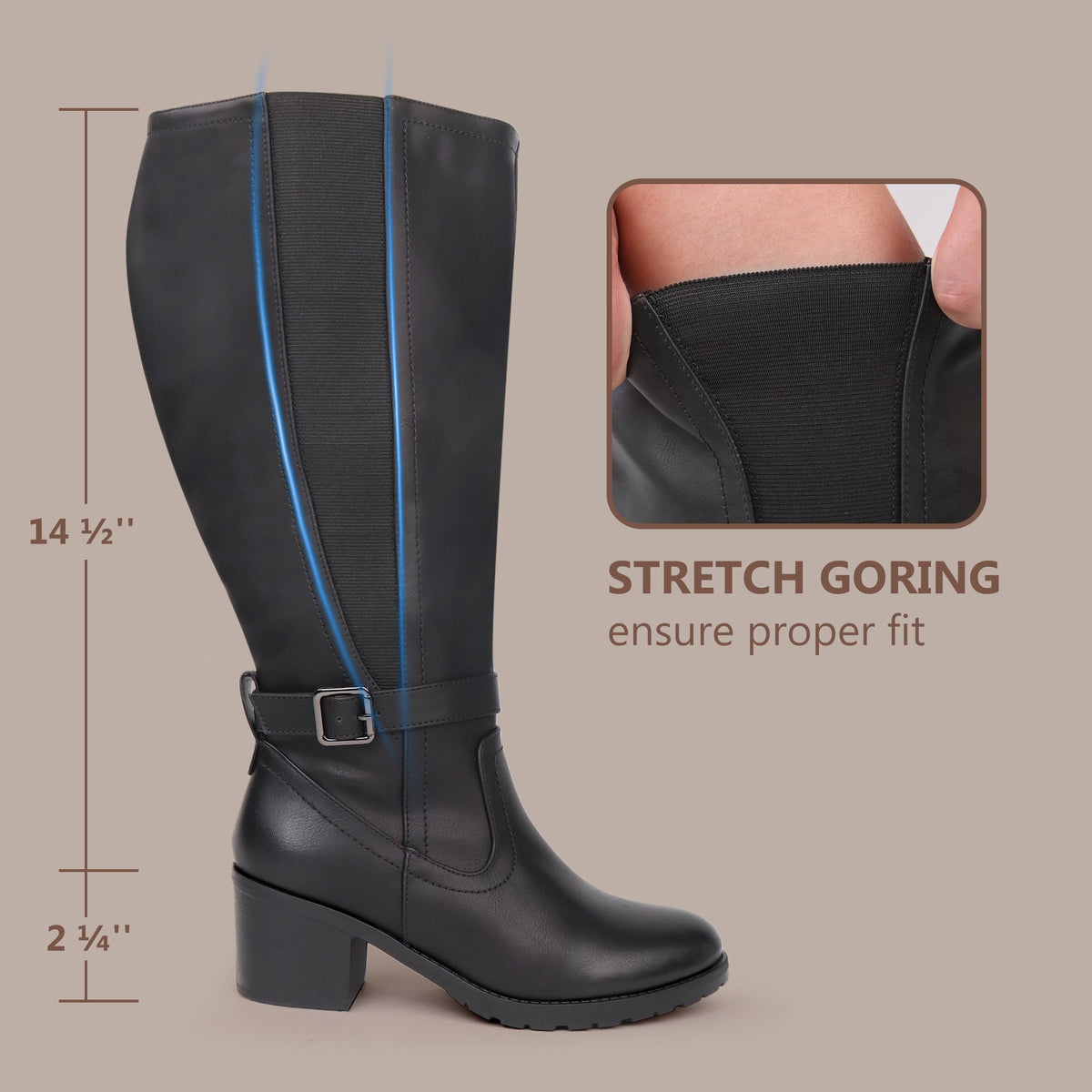 Isadora | Extra Wide Calf Stretch Panel Boots