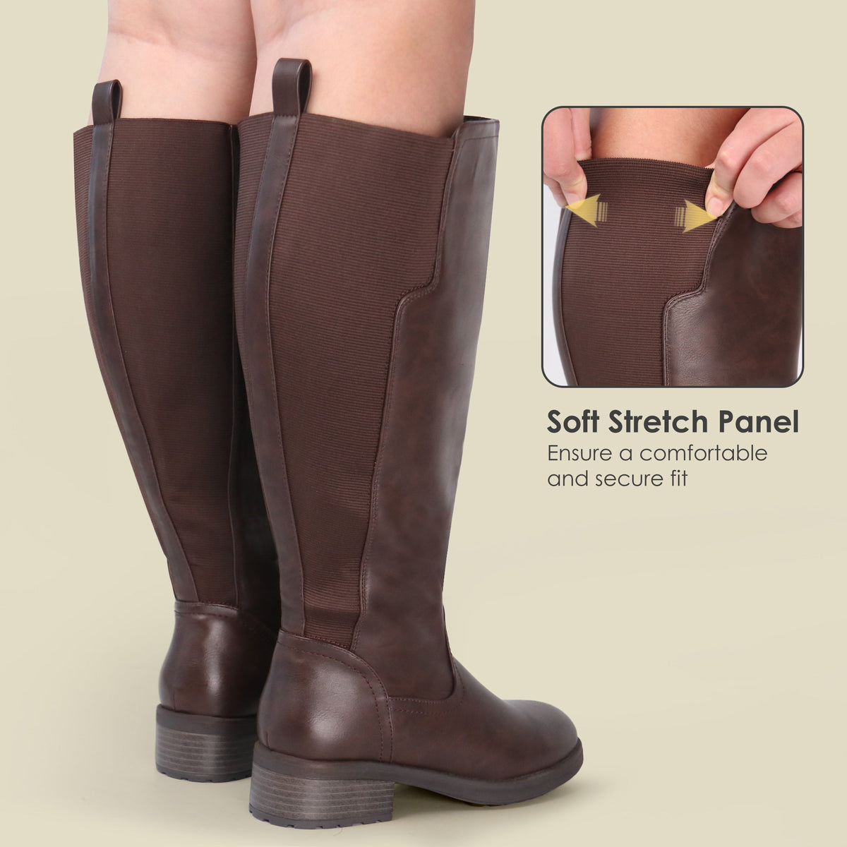 Josephine | Extra Wide Calf Stretch Panel Riding Boots
