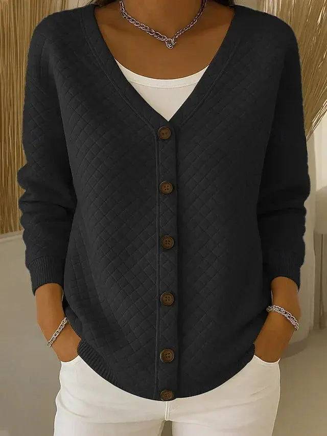 Elouise | Quilted V Neck Cardigan