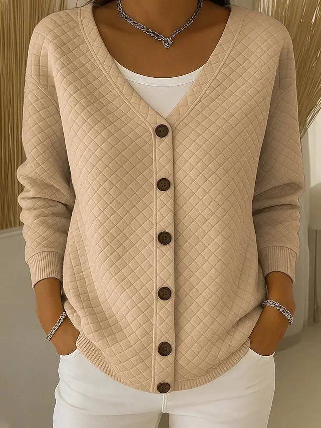 Elouise | Quilted V Neck Cardigan