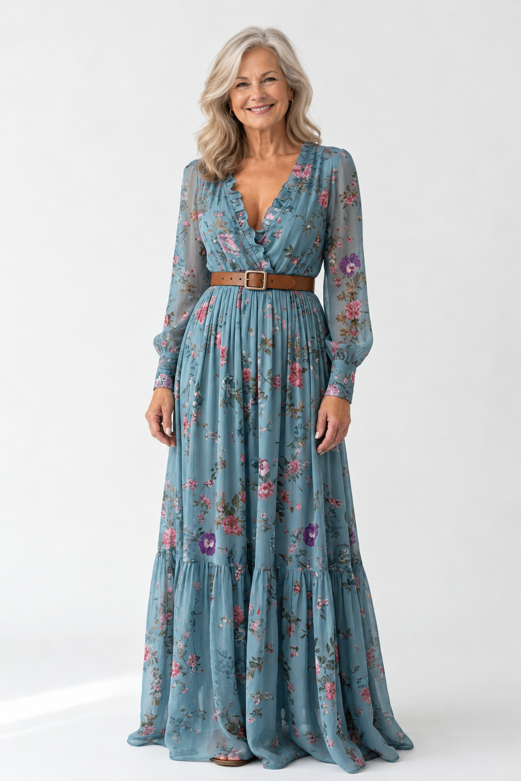 Evelyn | Long Sleeve Floral Maxi Dress
