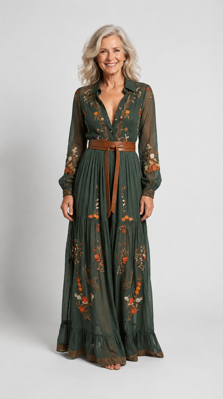 Evelyn | Long Sleeve Floral Maxi Dress