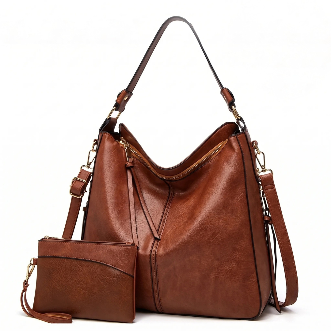 Luxury Leather Hobo Anti-Theft Handbag + FREE Pouch Wallet