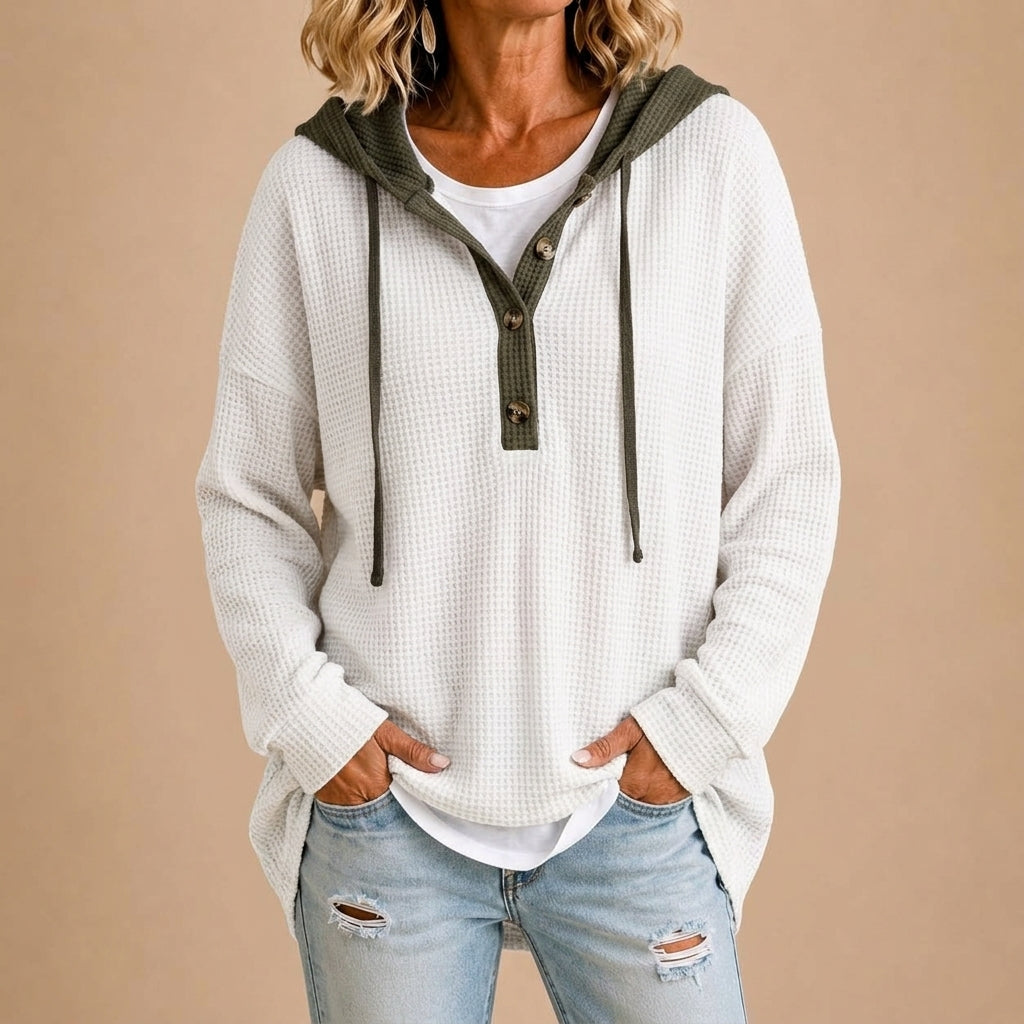 Tiziana | Knit Hooded Poncho with Buttons