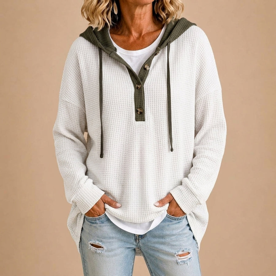 Tiziana | Knit Hooded Poncho with Buttons