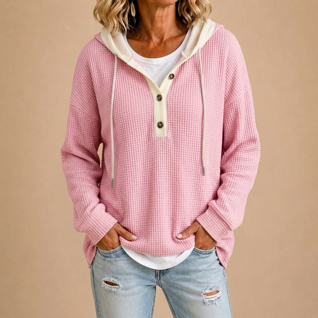 Tiziana | Knit Hooded Poncho with Buttons