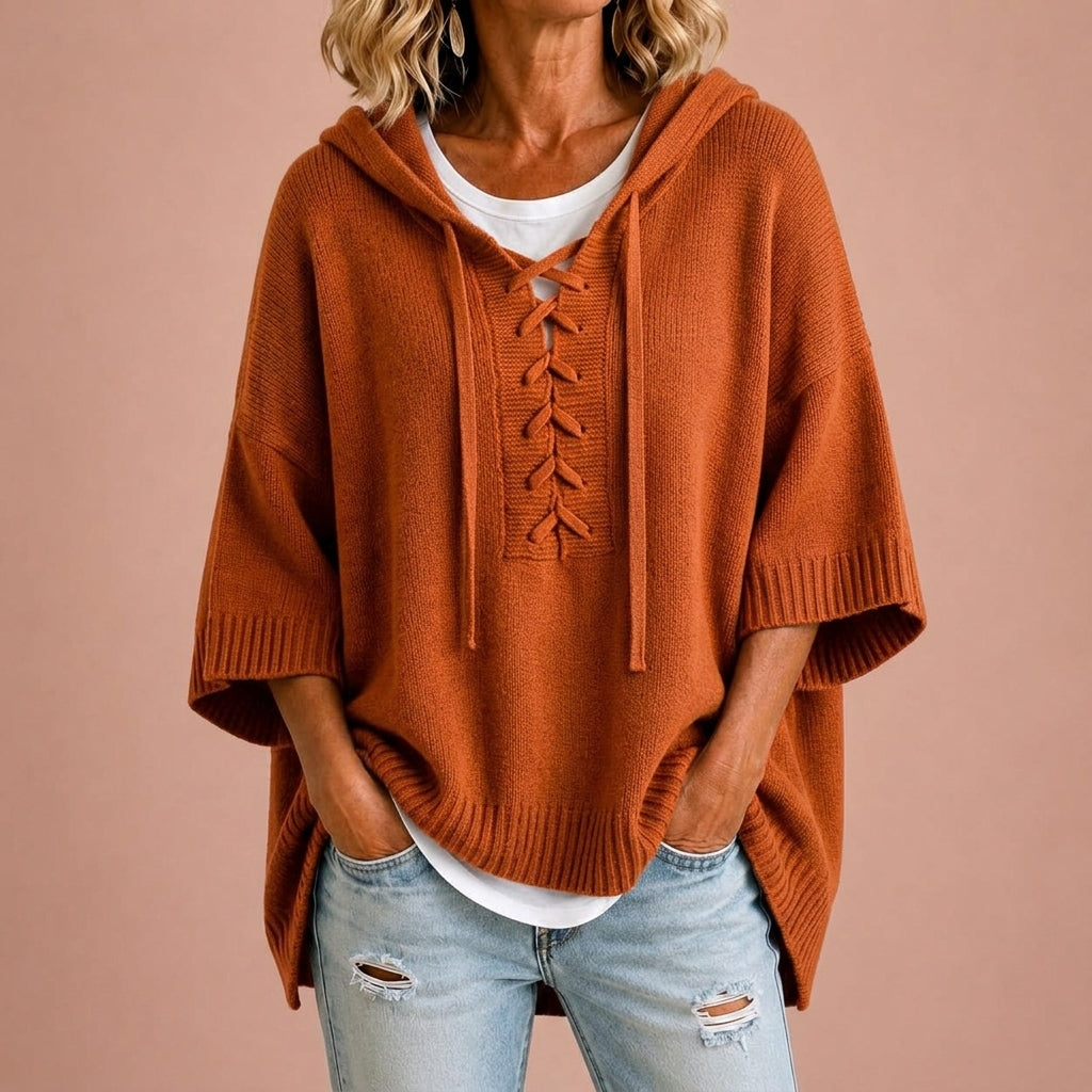Claudia | Knit Hooded Poncho