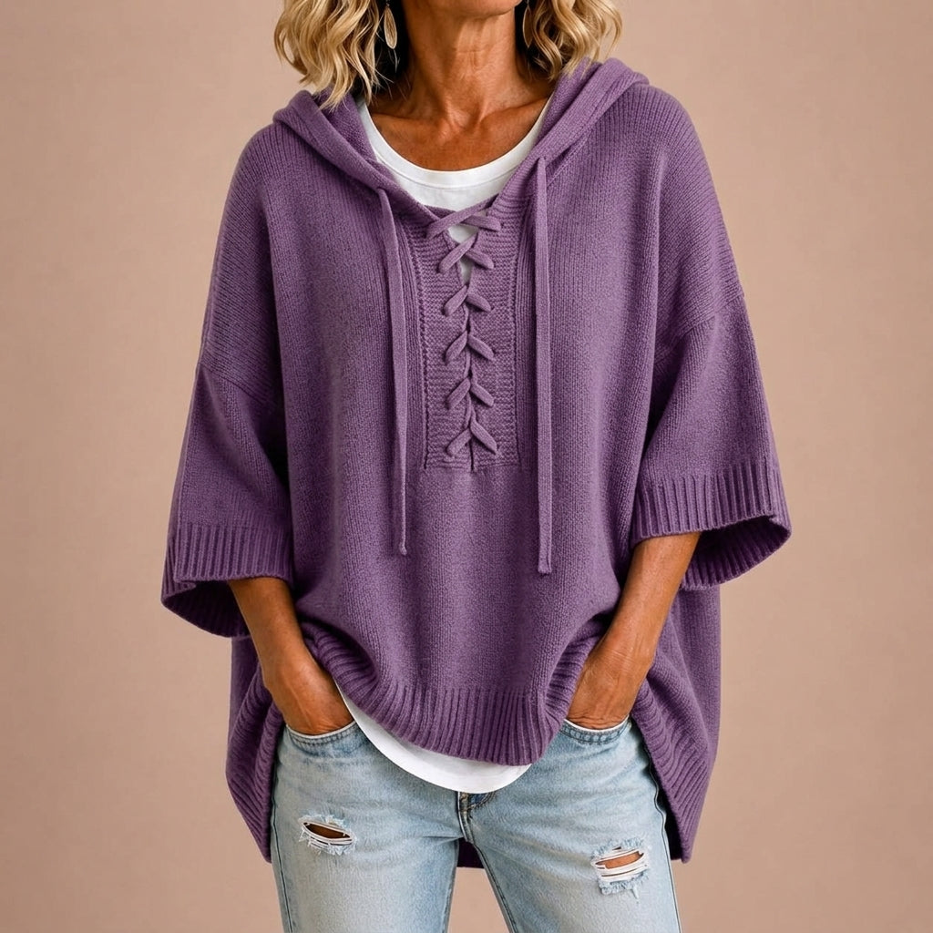 Claudia | Knit Hooded Poncho