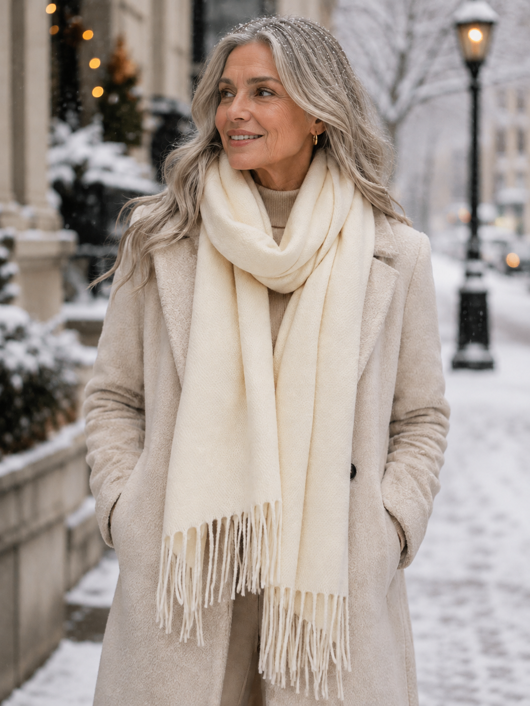 Glenda | Double-Sided Scarf with Tassel Fringe