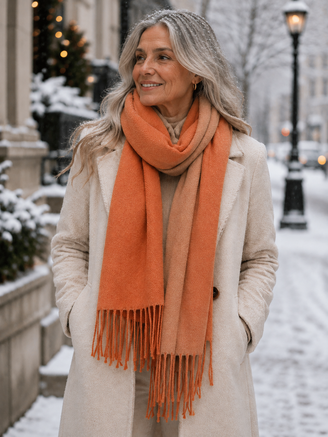 Judy | Double-Sided Scarf with Tassel Fringe
