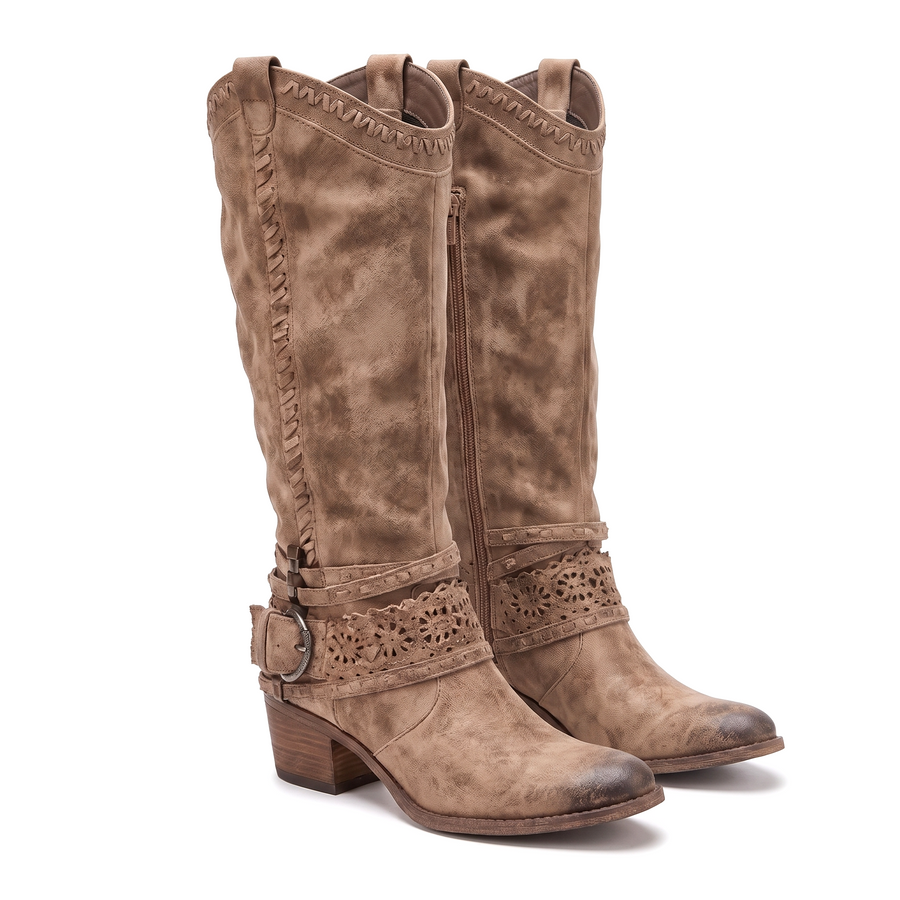 Sloane | Slouched Western Boots with Side Zipper