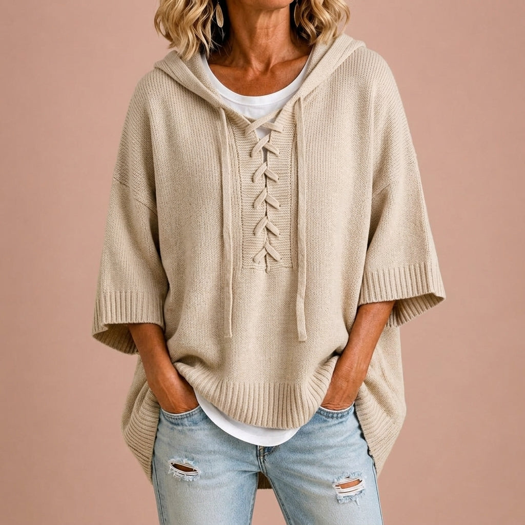Claudia | Knit Hooded Poncho
