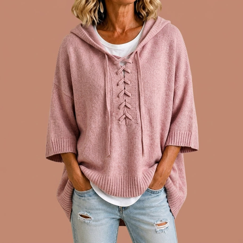 Claudia | Knit Hooded Poncho