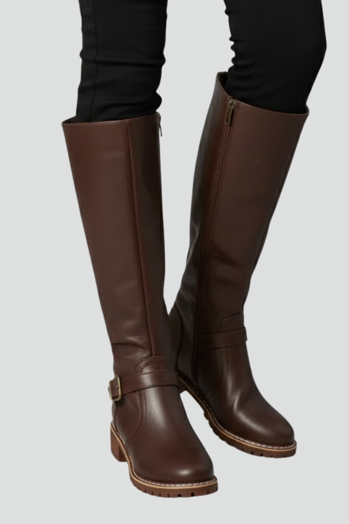 Women's Leather Riding Boots — Orthopedic Knee High Zip