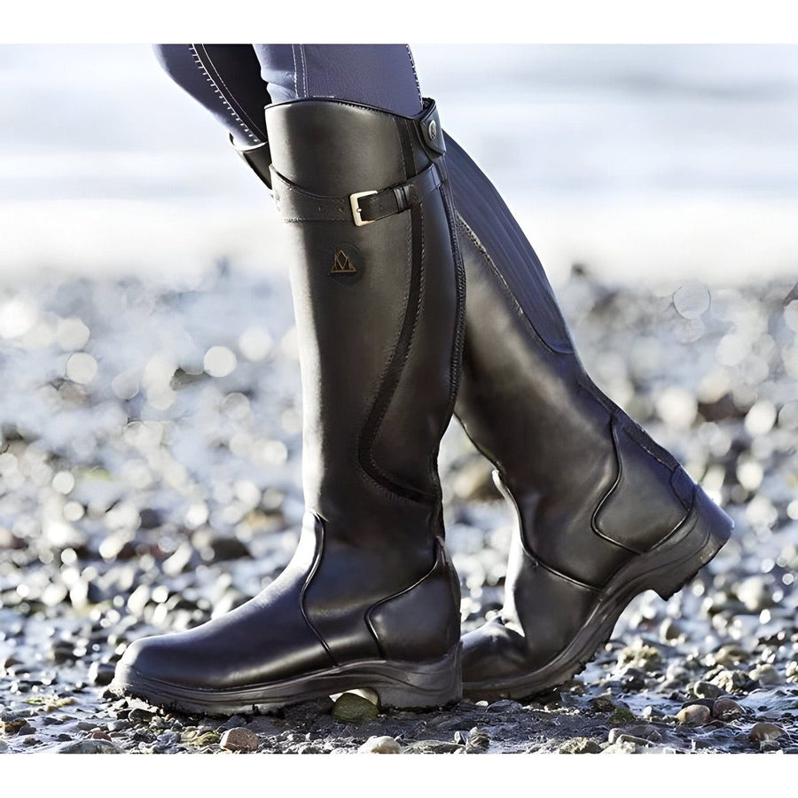 Linda | Leather Knee High Riding Boots with Buckle Strap for Women