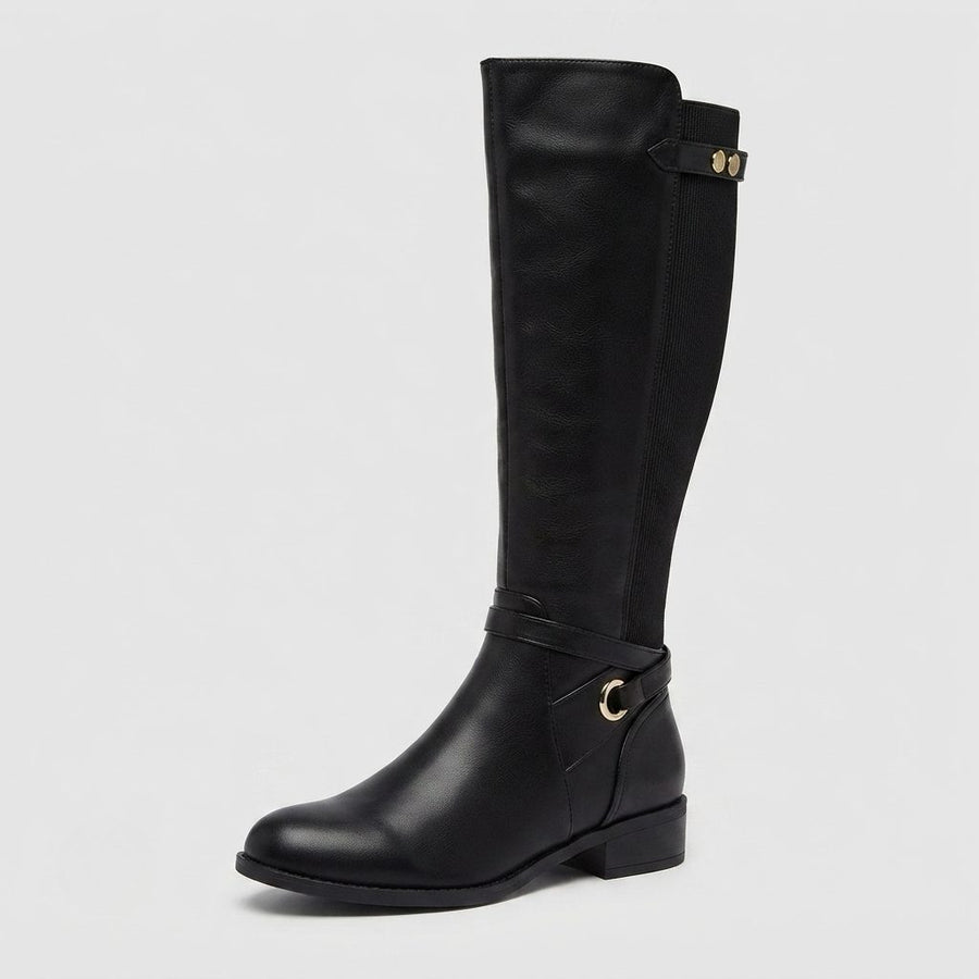 Celestia | Leather Knee-High Block Heel Boots for Women