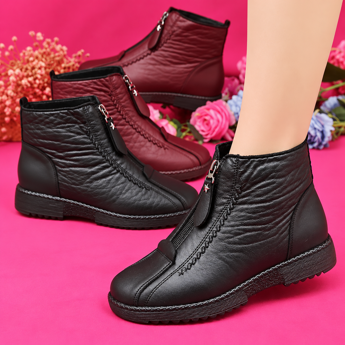 Florence™ | Orthopedic Leather Ankle Boots with Zipper