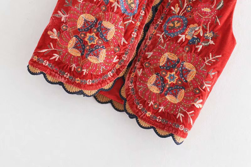 Velora™ | Floral Velvet Boho Waistcoat