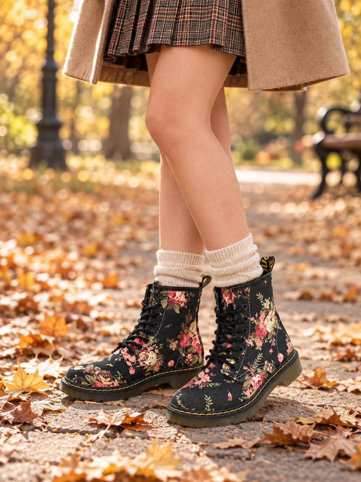 Joan | Floral Lace-Up Ankle Boots