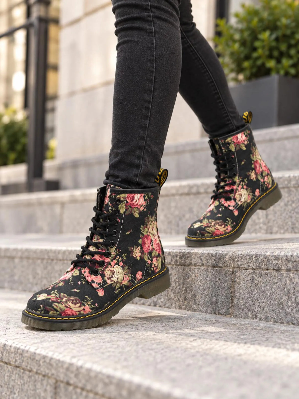 Joan | Floral Lace-Up Ankle Boots