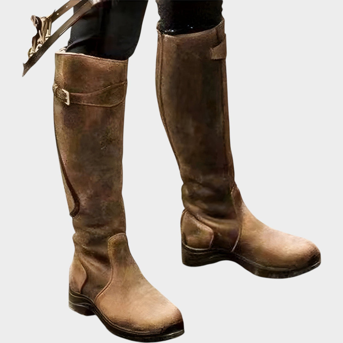 Emma | Leather Knee High Riding Boots with Buckle Strap for Women
