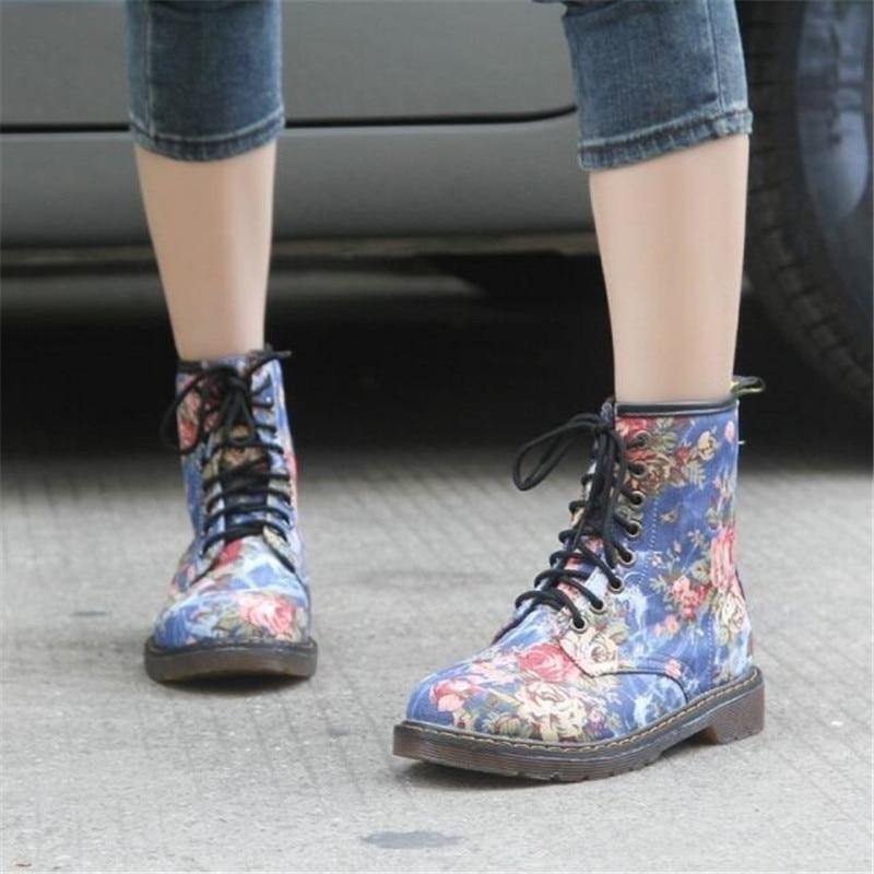 Joan | Floral Lace-Up Ankle Boots