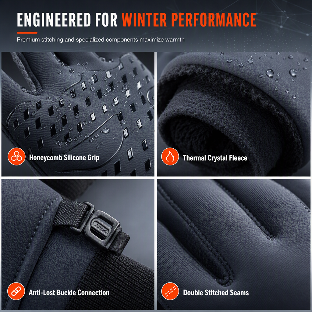 ❄️🧤 It’s like your hands are in a warm bubble! Thermal fleece, water-repellent, windproof, non-slip, and touchscreen. For every winter activity.