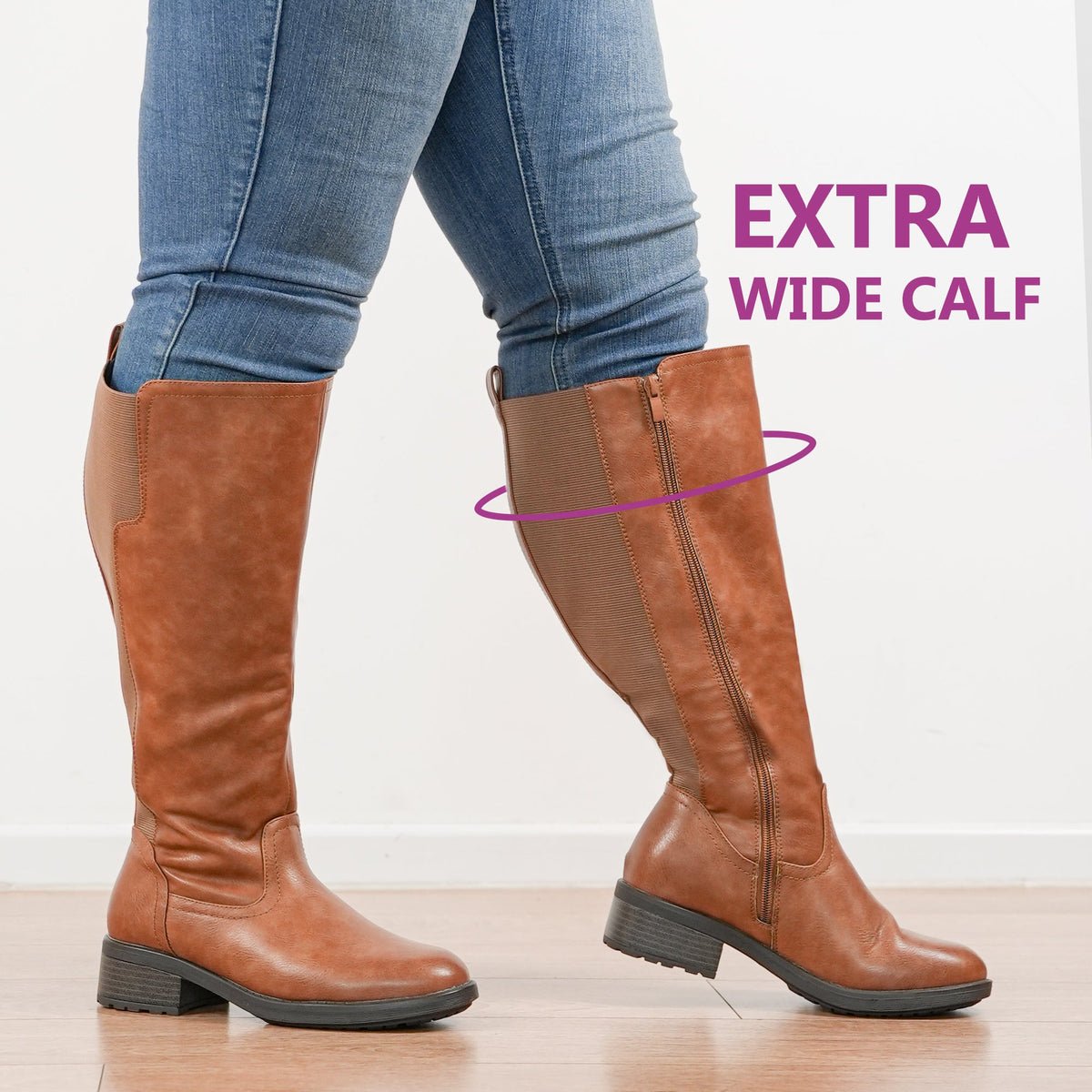 Josephine | Extra Wide Calf Stretch Panel Riding Boots