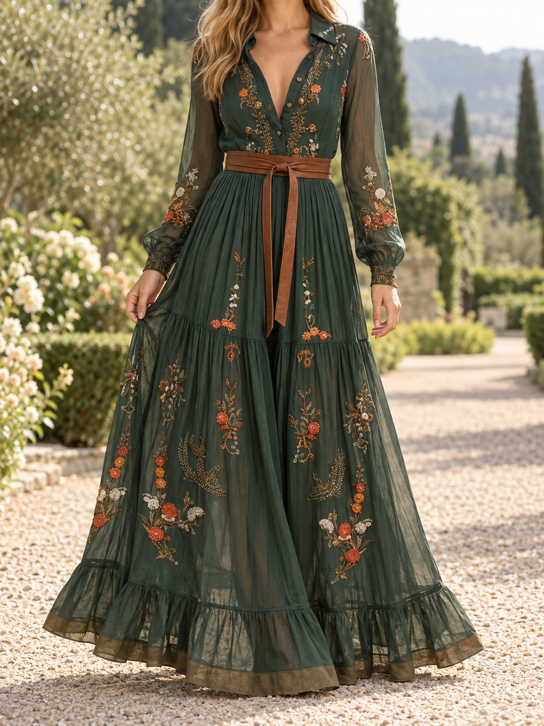 Evelyn | Long Sleeve Floral Maxi Dress